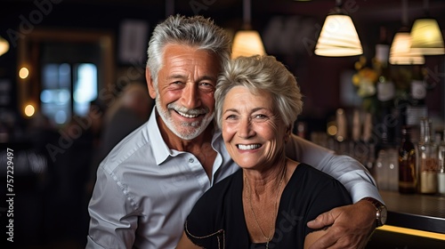 Joyful Moments: Mature Couple Enjoying Bar Time