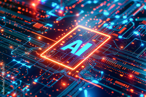 AI artificial intelligence with circuit electric backgroud