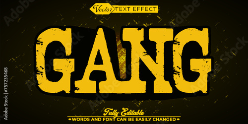 Yellow Worn Gang Vector Editable Text Effect Template