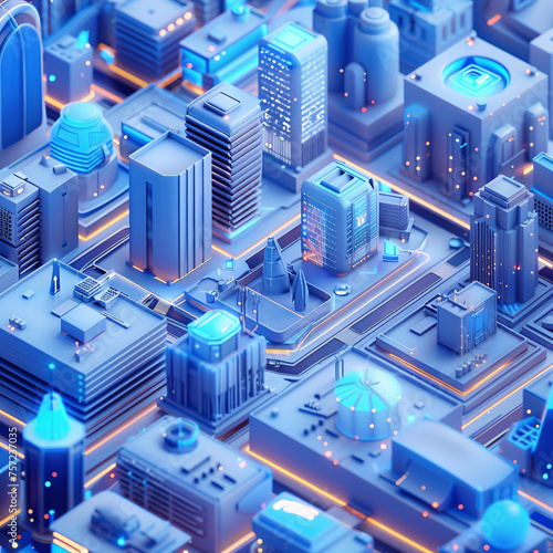 Smart City Future City Artificial Intelligence AI iot science fiction city concept map
