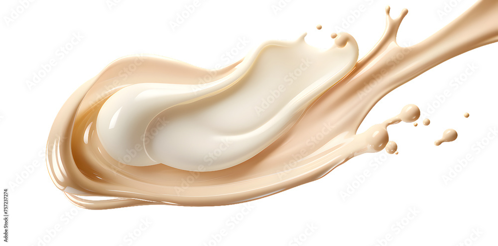 White pure cream or serum bottle mock up with cosmetic cream fluid splash isolated on transparent background White pure cream or serum bottle mock up with cosmetic cream fluid splash isolated on transparent background