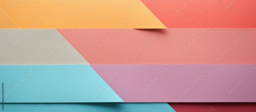 An artistic display of different shapes and colors on a vivid wall, with a mix of pink, magenta, wood, and electric blue creating a vibrant palette An artistic display of different shapes and colors on a vivid wall, with a mix of pink, magenta, wood, and electric blue creating a vibrant palette