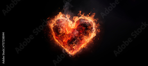 heart shape fire on a black background