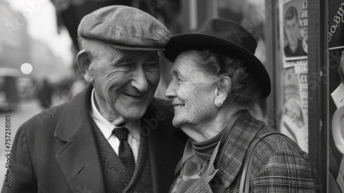 18th century black and white photo of an elderly couple, stock photo,  old woman with old man, vintage photo. soft focus