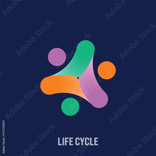 Creative family lineage and life cycle line logo. Uniquely designed color transitions. Development and togetherness vector logo template.