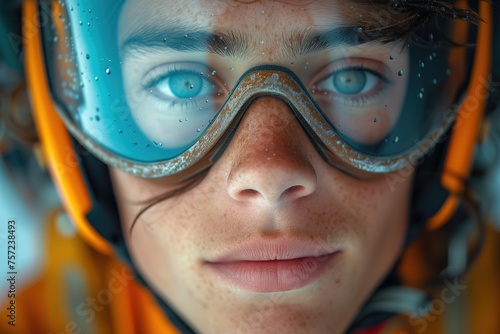 Man Wearing Goggles and Yellow Jacket