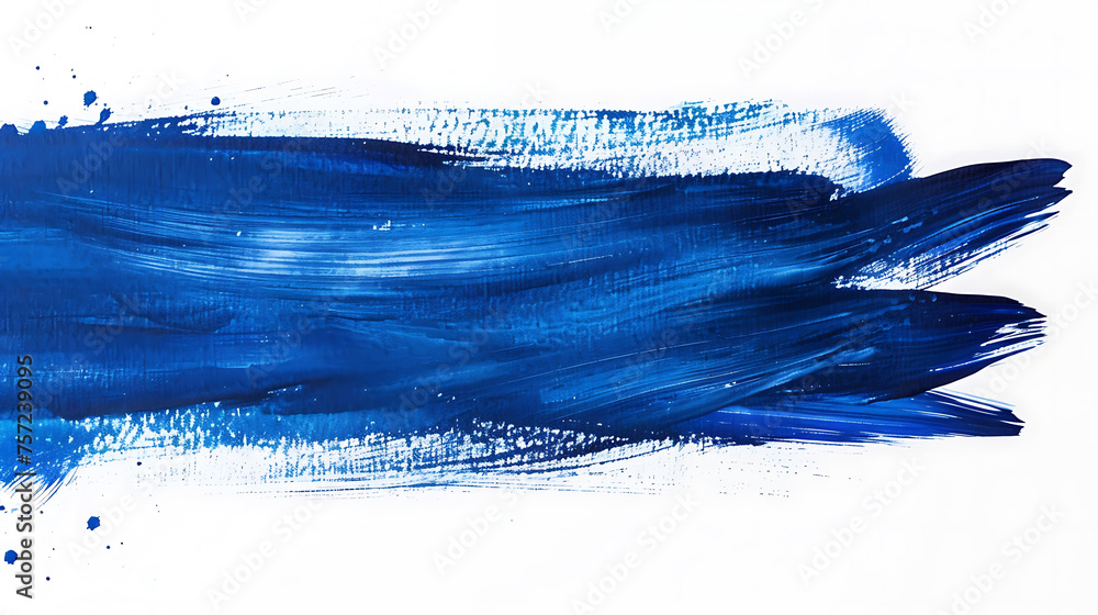 Watercolor brush strokes in shades of blue isolated on a white background.