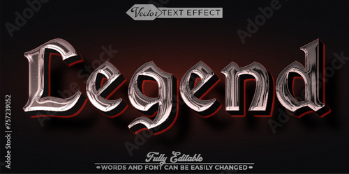 Chrome Silver Legends Vector Editable Text Effect Template