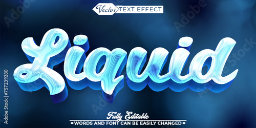 Cartoon Blue Liquid Water Vector Editable Text Effect Template