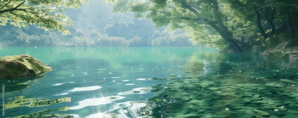 Obraz premium River Flowing Through Forest