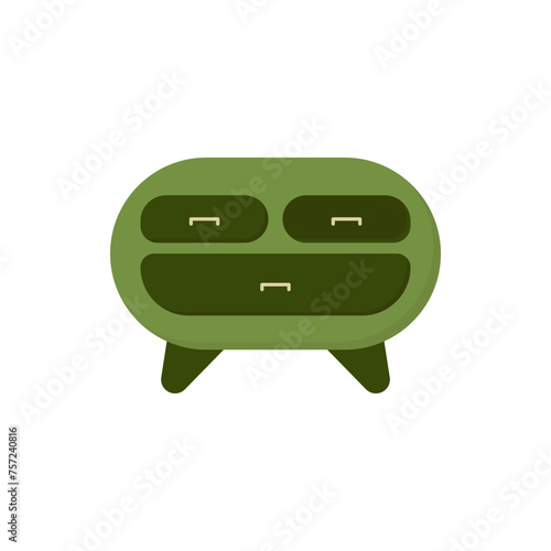 Bedside table vector icon. A cozy bedside table. A colorful bedside table in a simple cute style. Room table top. Place by the bed for things. Home cozy furniture.