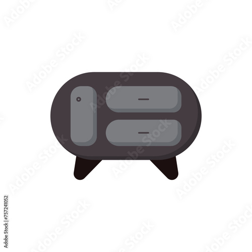Bedside table vector icon. A cozy bedside table. A colorful bedside table in a simple cute style. Room table top. Place by the bed for things. Home cozy furniture.