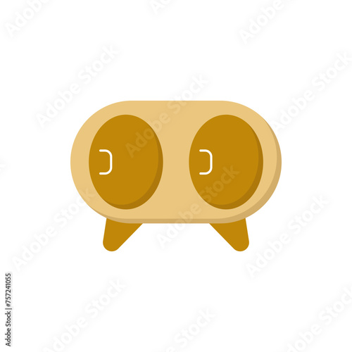 Bedside table vector icon. A cozy bedside table. A colorful bedside table in a simple cute style. Room table top. Place by the bed for things. Home cozy furniture.
