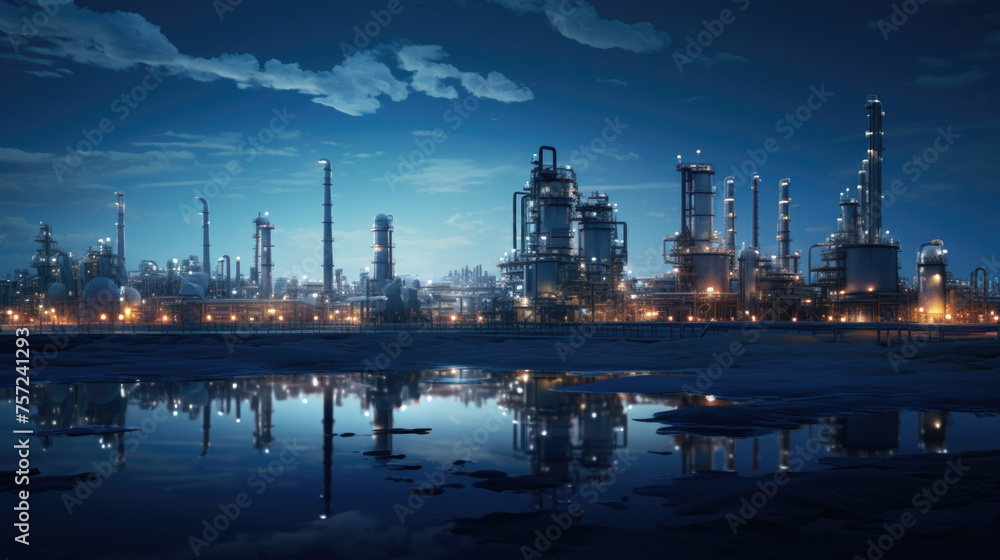 Oil storage tank and oil refinery factory plant. Oil and Gas petrochemical industrial.