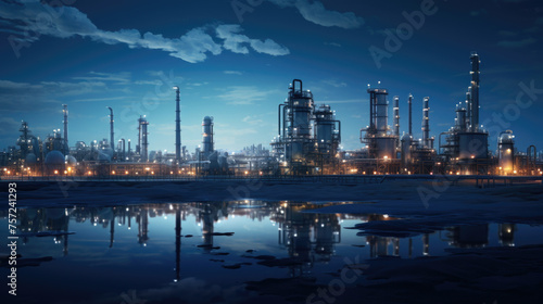Oil storage tank and oil refinery factory plant. Oil and Gas petrochemical industrial.