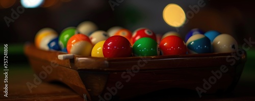 Billiard balls arranged neatly