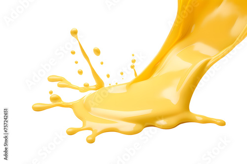 Melted yellow cheese isolated on transparent background. Cheese splash