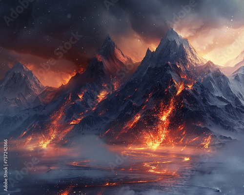 Glaciers warmth in ember glow © Oranuch