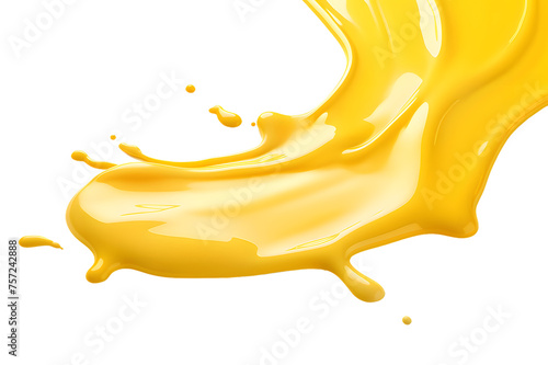 Melted yellow cheese isolated on transparent background. Cheese splash