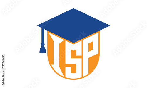 ISP initial letter academic logo design vector template. school college logo, university logo, graduation cap logo, institute logo, educational logo, library logo, teaching logo, book shop, varsity	
