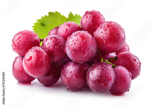 pink grapes closeup white background