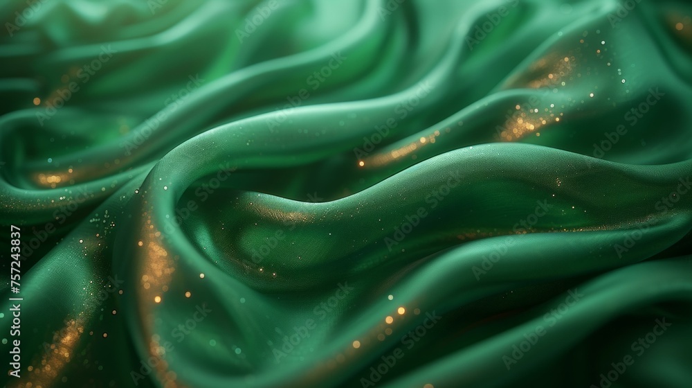 realistic 3D visualization of silk in a striking emerald hue, flowing gently with natural movements, capturing the essence of luxury, the texture so vivid it seems tangible, AI Generative realistic 3D visualization of silk in a striking emerald hue, flowing gently with natural movements, capturing the essence of luxury, the texture so vivid it seems tangible, AI Generative