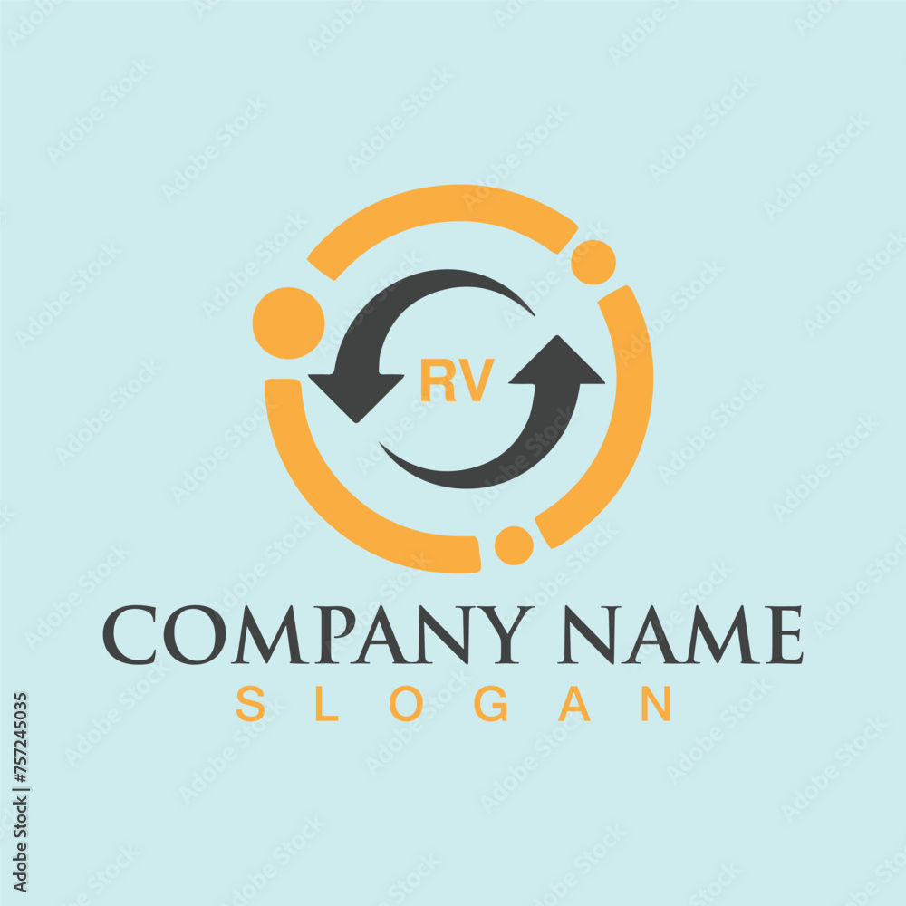 RV Letter Logo Design with Square shape design RV Letter Logo Design with Square shape design