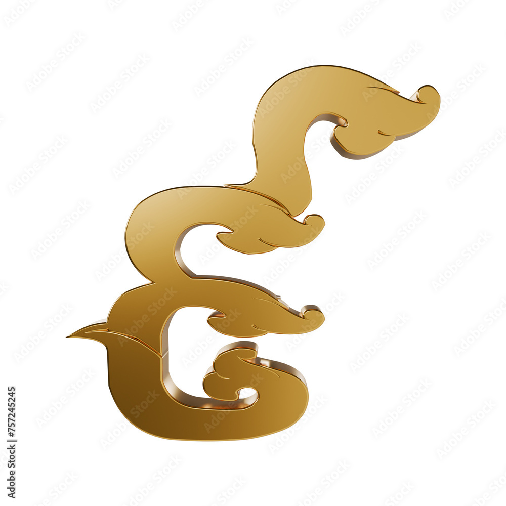 Naklejka premium Khmer Art Style Number 9 Golden Text 3d illustration