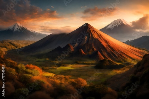 mountain at sunset photo