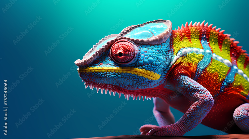 Fototapeta premium Chameleon on background, colorful fantasy animal