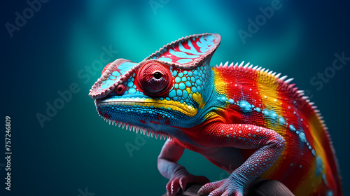 Chameleon on background, colorful fantasy animal