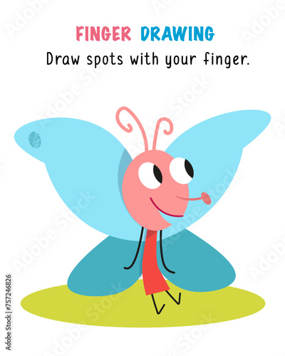 Drawing fingerprints for children. Educational game for preschool children. Activity of kids. Cartoon characters. Vector illustration. Game with funny animals