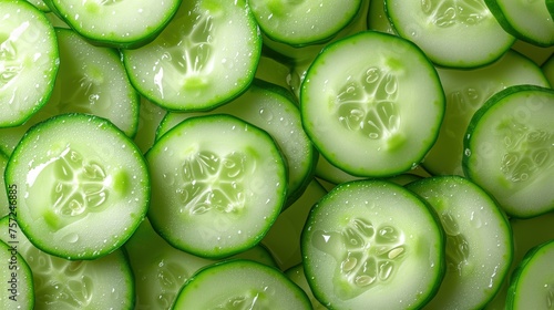 sliced cucumber top view food background photo