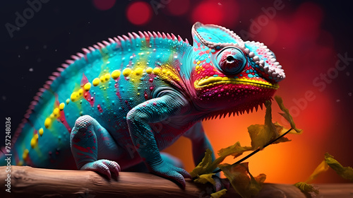 Chameleon on background, colorful fantasy animal © xuan