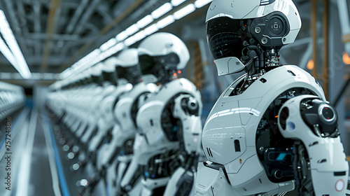 robot assembly line in car factory. generative ai  © Malaika