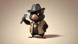 A Mole With A Detective Magnifying Glass Solving M