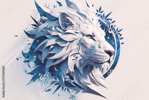 Stylized 3D Lion Logo on White Background