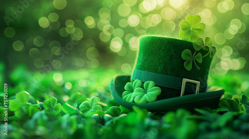 natural green leaves background with St Patrick's Head Cap.