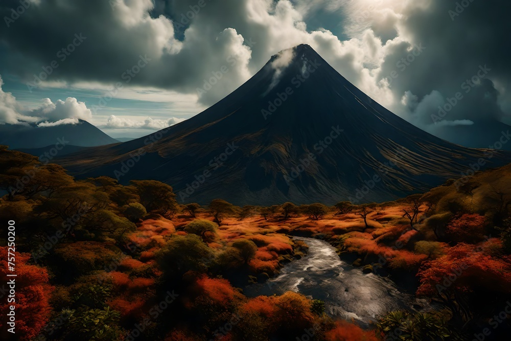 mountain in autumn generated by AI technology