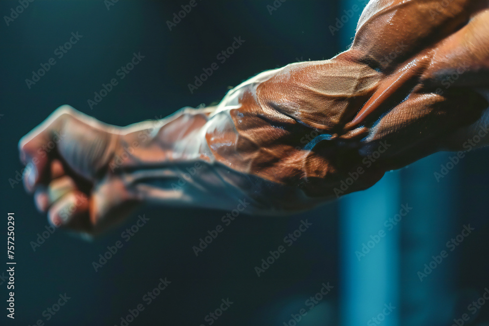 Close-up View of Persons Muscular Arm