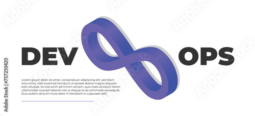 DevOps diagram, DevOps software development IT concept, DevOps banner concept has 8 steps to analyze such as plan, code, build, operate, deploy, test, monitor.