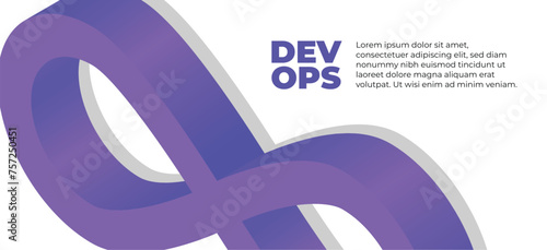 DevOps diagram, DevOps software development IT concept, DevOps banner concept has 8 steps to analyze such as plan, code, build, operate, deploy, test, monitor.