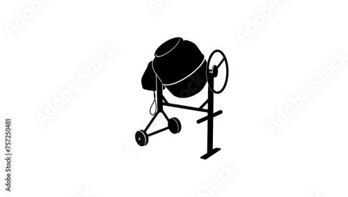 Concrete Mixer, black isolated silhouette