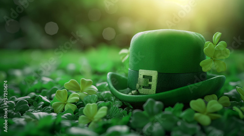 natural green leaves background with St Patrick's Head Cap.