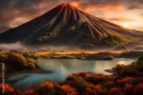 mountain at sunset generated by AI technology