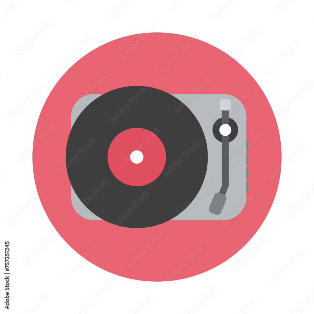 retro player, record vector circle icon retro player, record vector circle icon