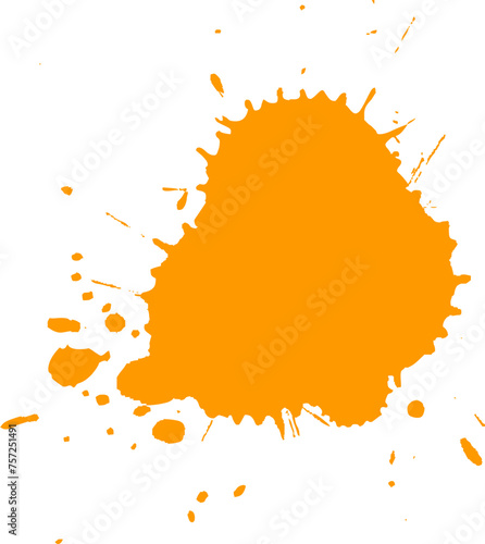 orange watercolor splash splatter grunge graphic element on white background