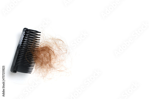 Hair loss, hair loss every day, serious problems and hair loss on a white background.