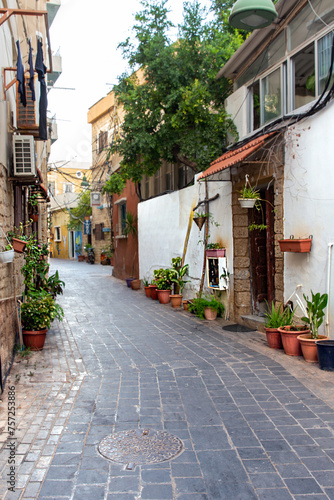 Picturesque narrow street in the old town of Sur. Republic of Lebanon photo