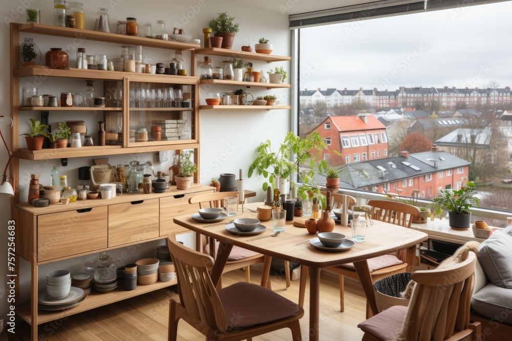 a beautiful small modern apartment kitchen professional advertising photography